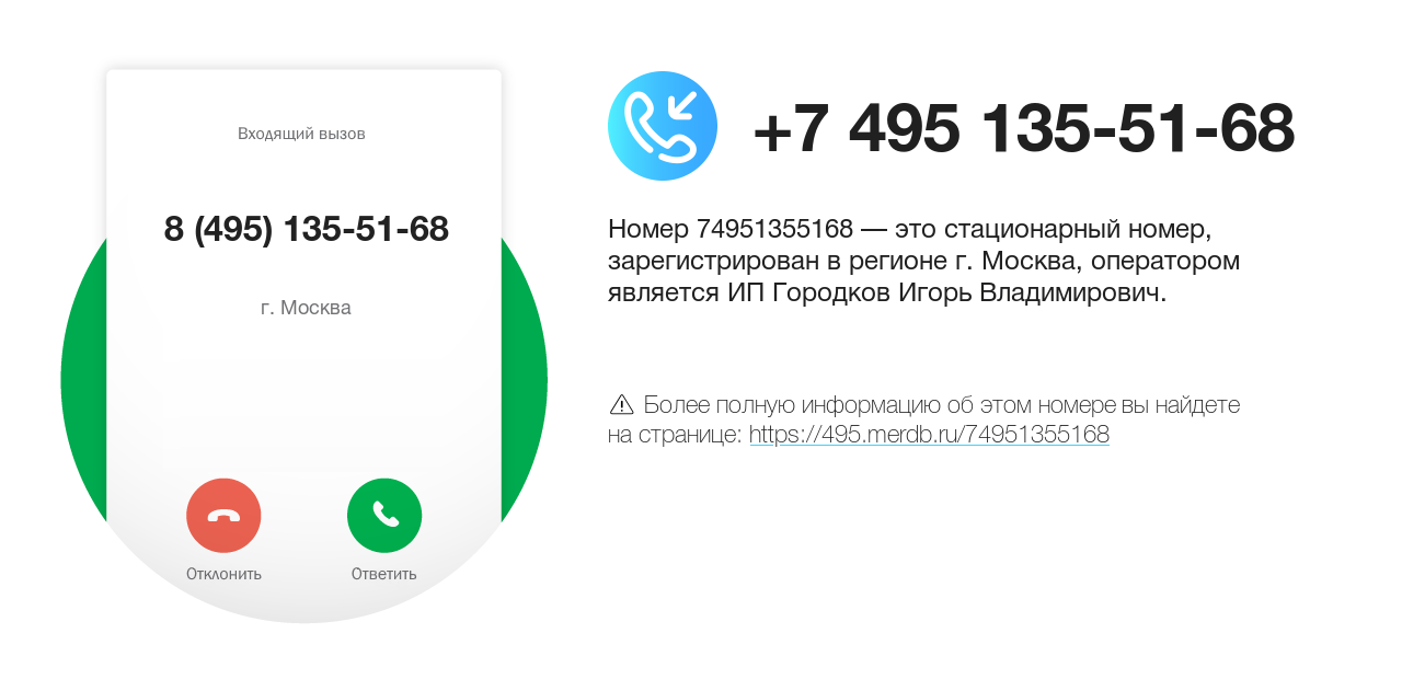 Номер телефона 8 (495) 135-51-68