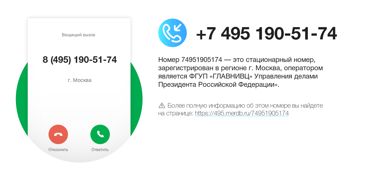 Номер телефона 8 (495) 190-51-74