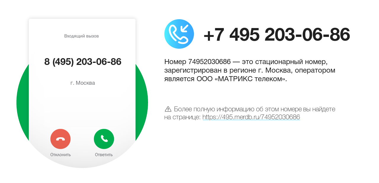 Номер телефона 8 (495) 203-06-86