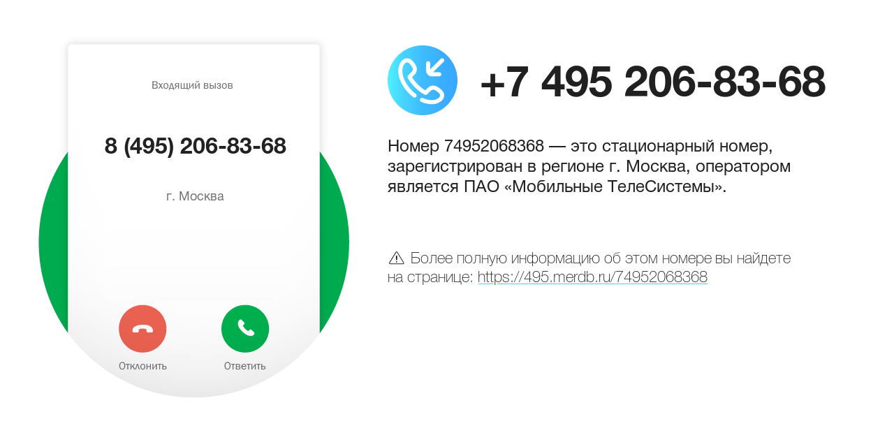Номер телефона 8 (495) 206-83-68