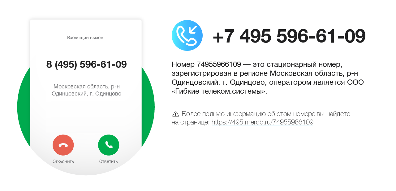 Номер телефона 8 (495) 596-61-09