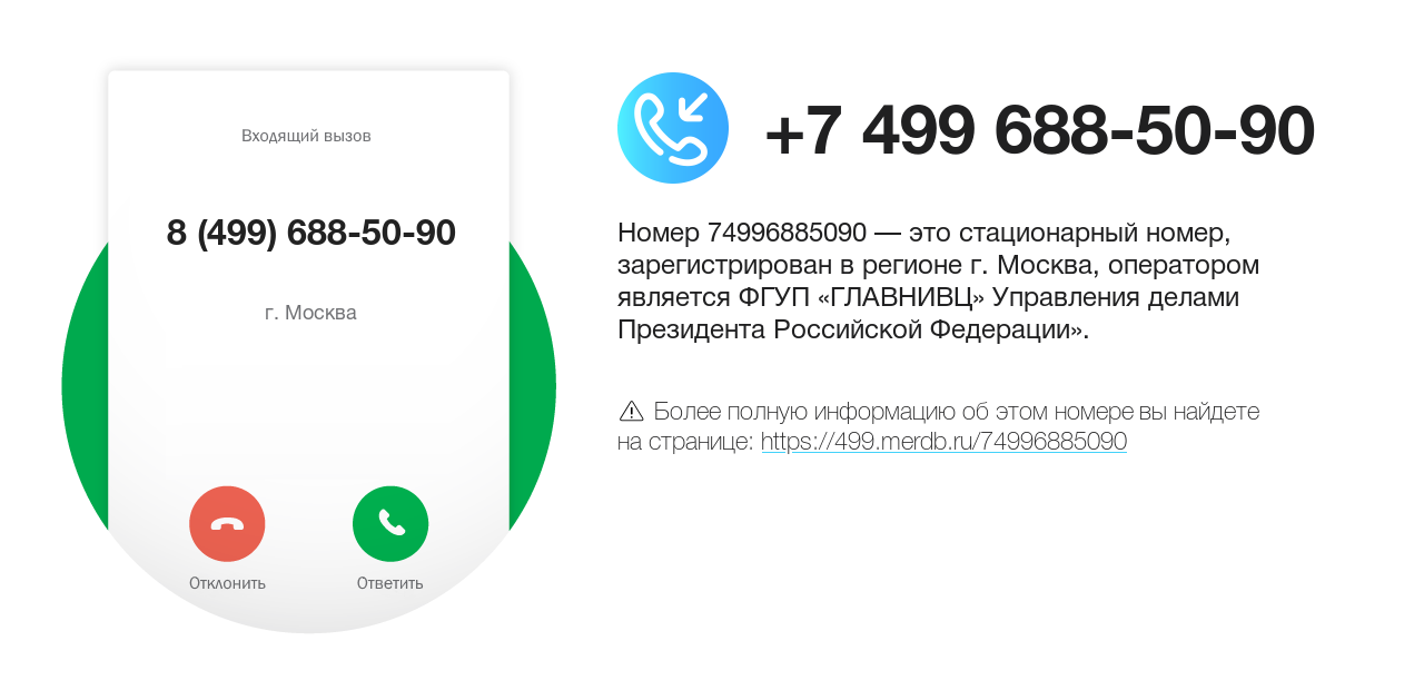 Номер телефона 8 (499) 688-50-90