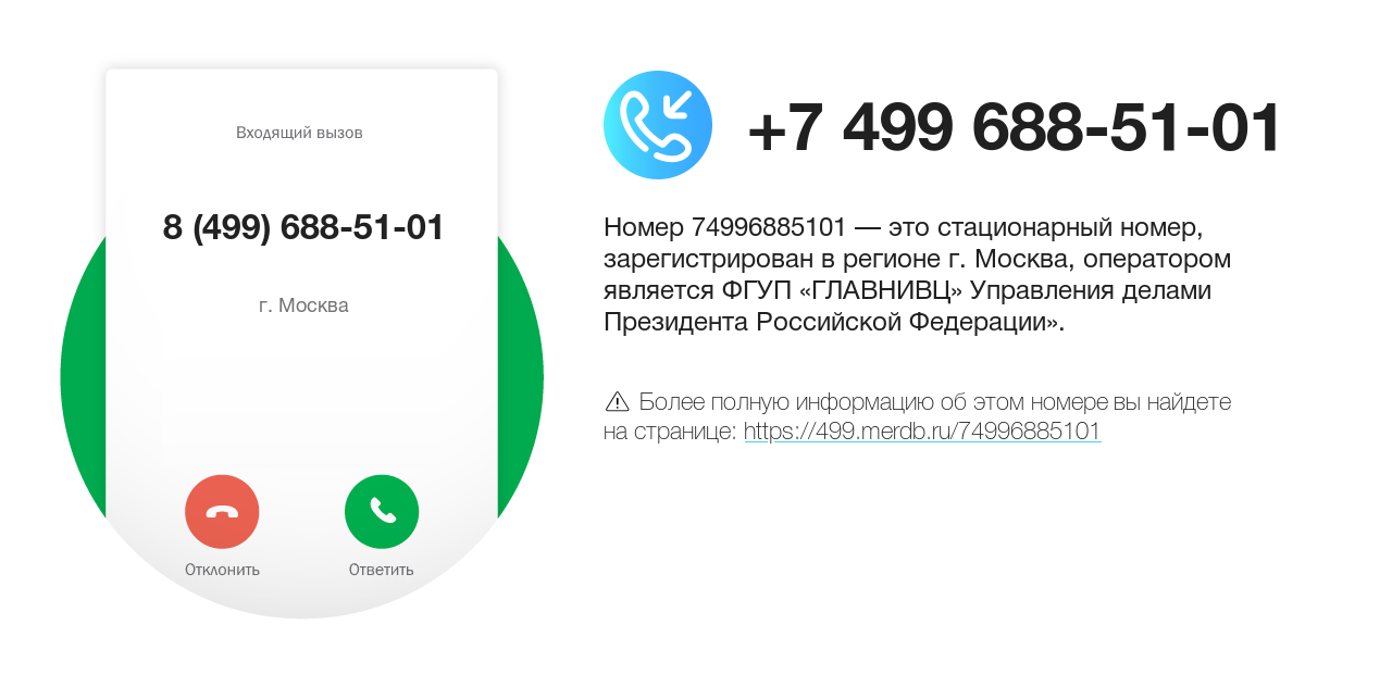 Номер телефона 8 (499) 688-51-01