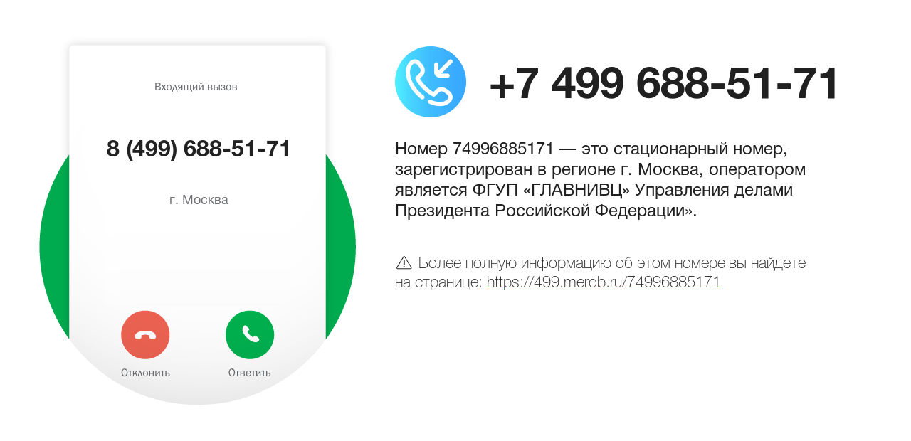 Номер телефона 8 (499) 688-51-71