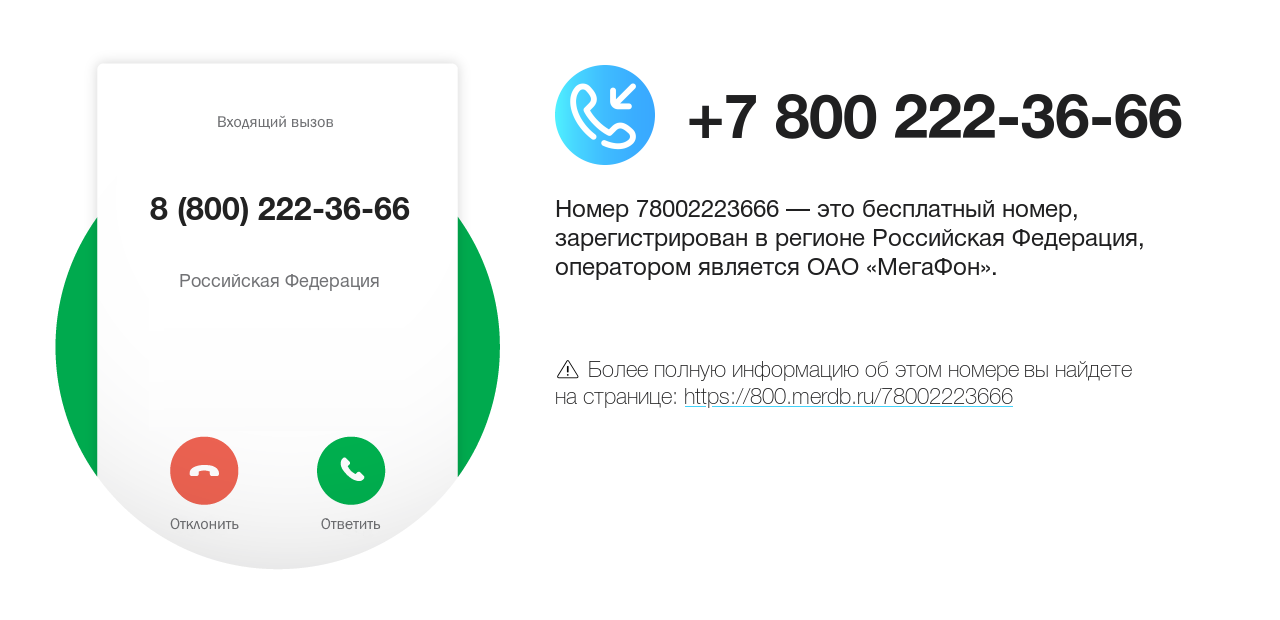 Номер телефона 8 (800) 222-36-66