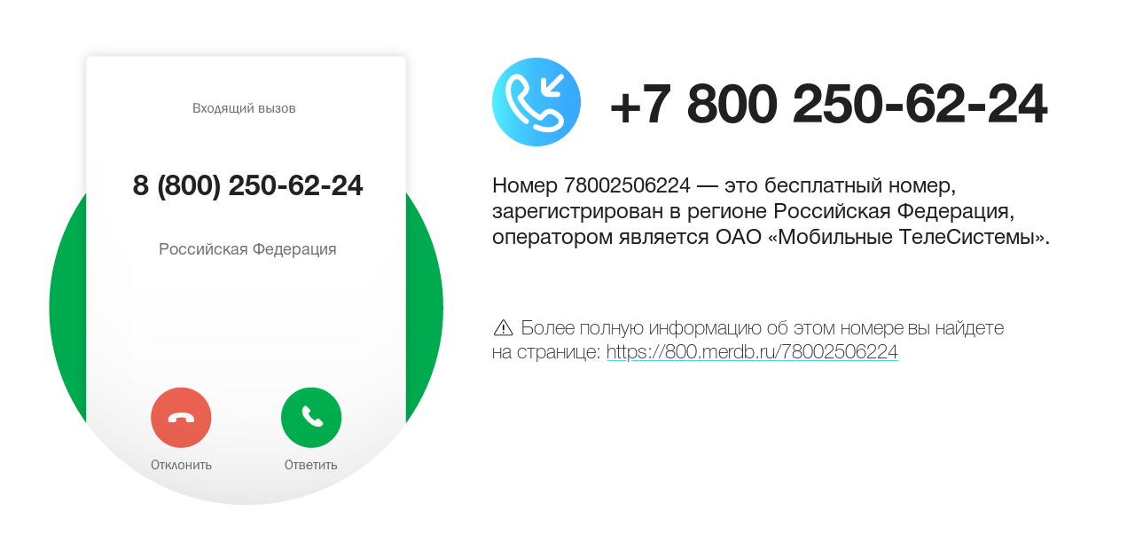 Номер телефона 8 (800) 250-62-24