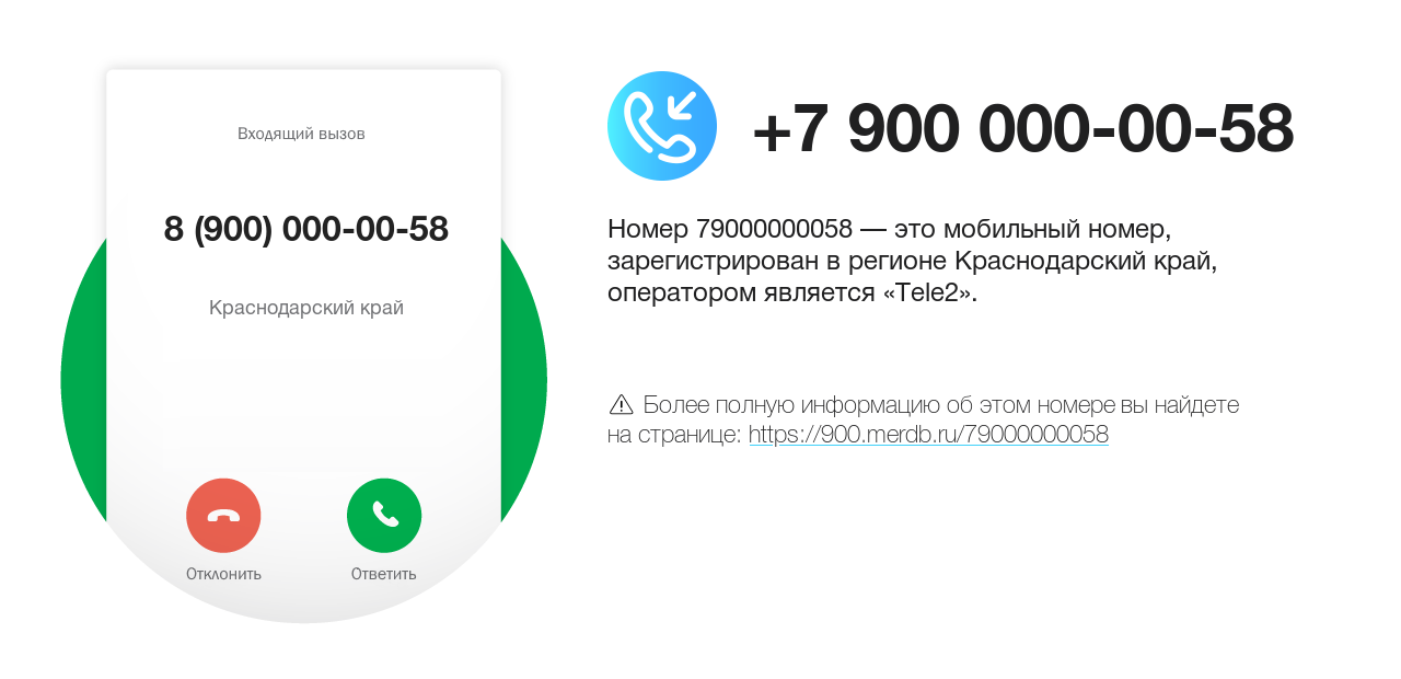 Номер телефона 8 (900) 000-00-58