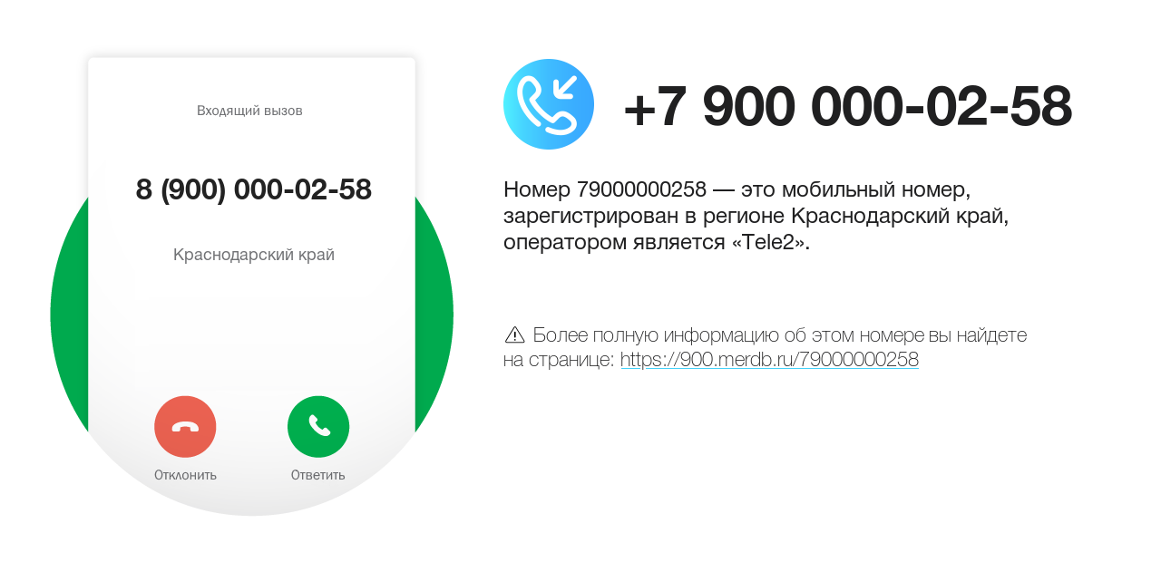 Номер телефона 8 (900) 000-02-58