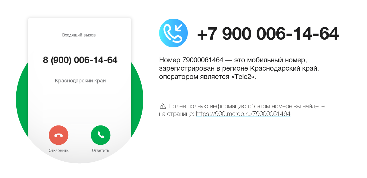 Номер телефона 8 (900) 006-14-64