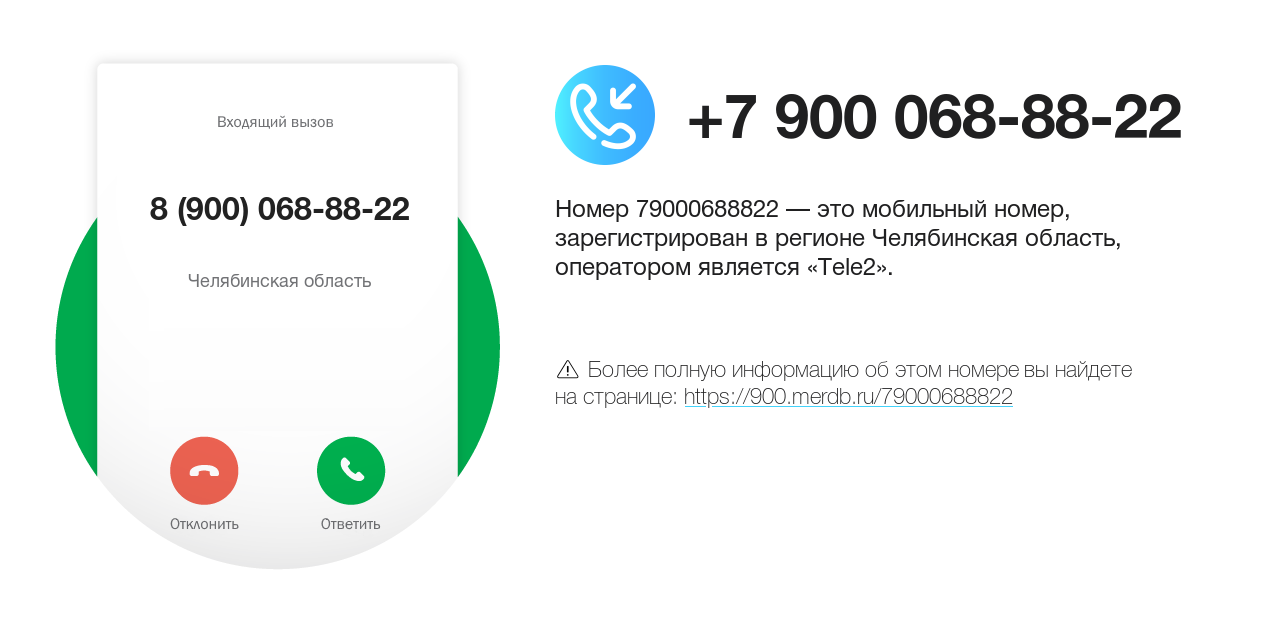 Номер телефона 8 (900) 068-88-22