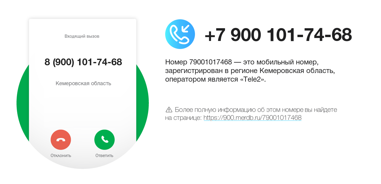 Номер телефона 8 (900) 101-74-68