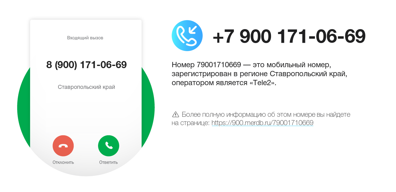 Номер телефона 8 (900) 171-06-69