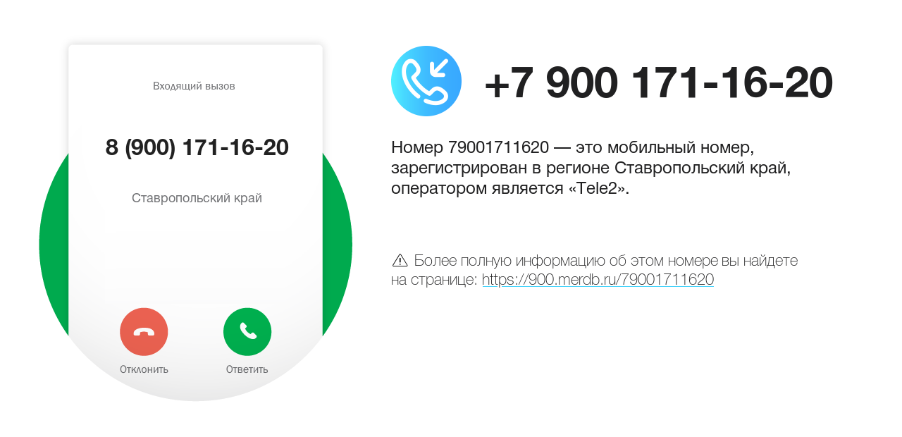 Номер телефона 8 (900) 171-16-20