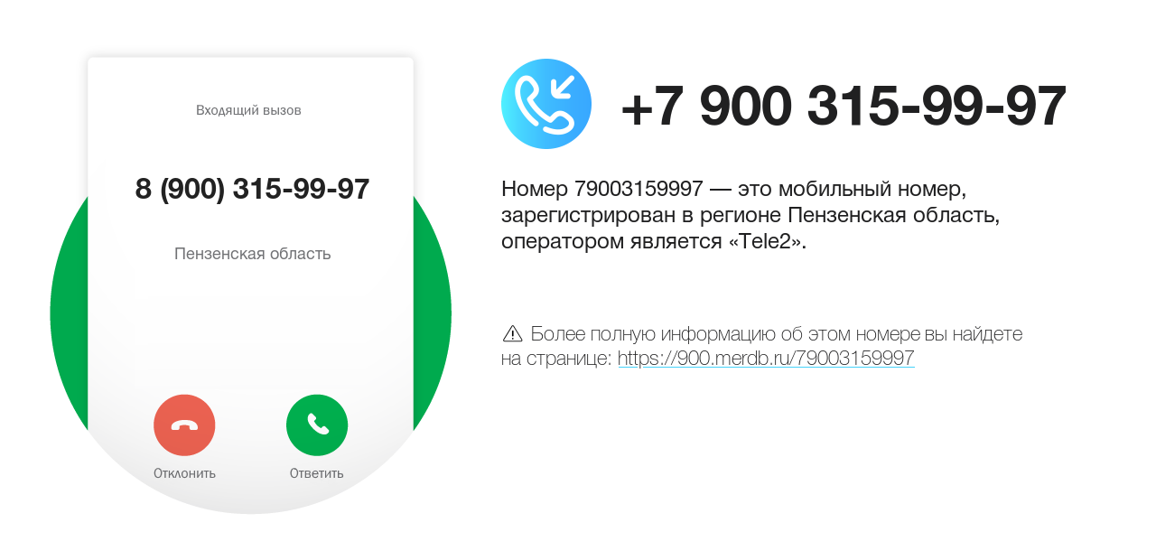 Номер телефона 8 (900) 315-99-97