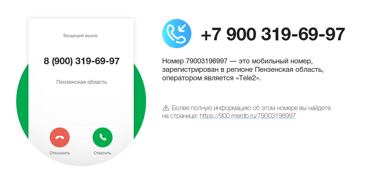 Номер телефона 8 (900) 319-69-97