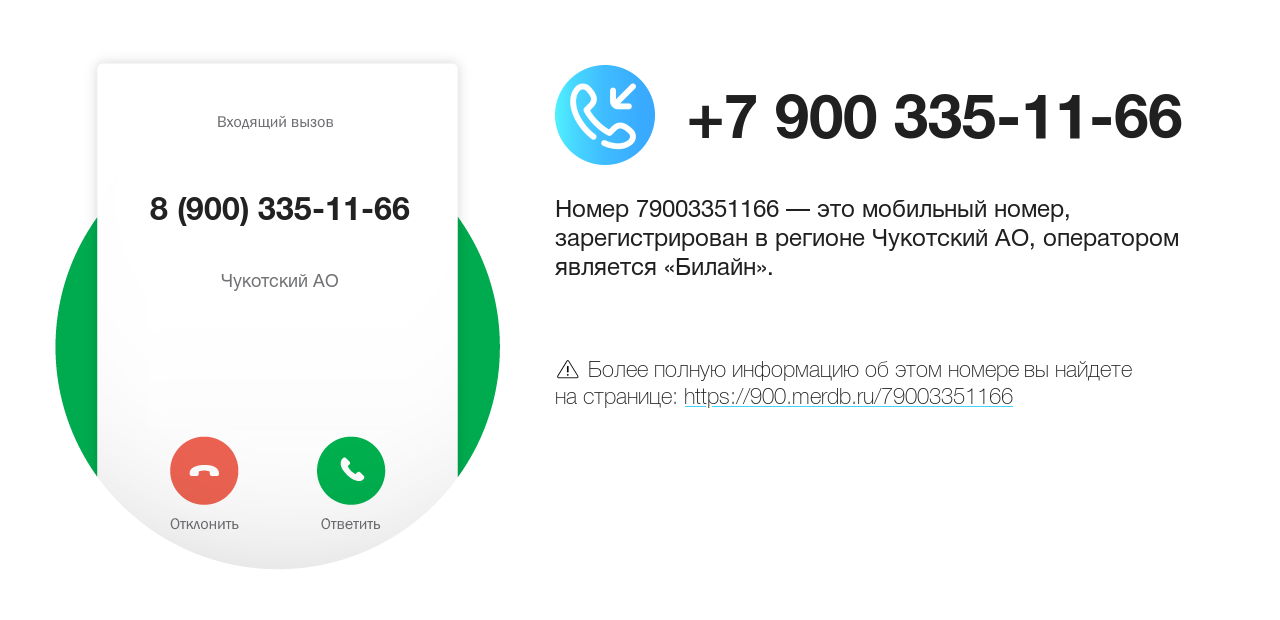 Номер телефона 8 (900) 335-11-66