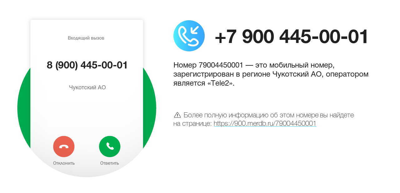 Номер телефона 8 (900) 445-00-01