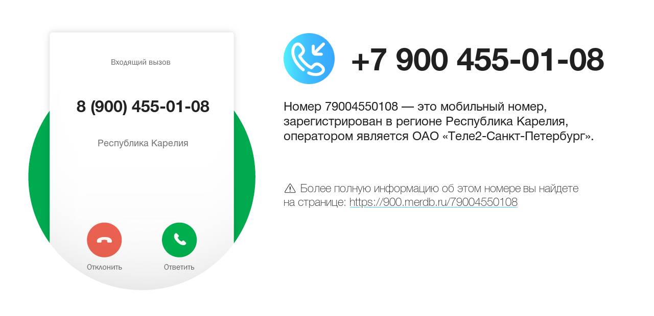 Номер телефона 8 (900) 455-01-08