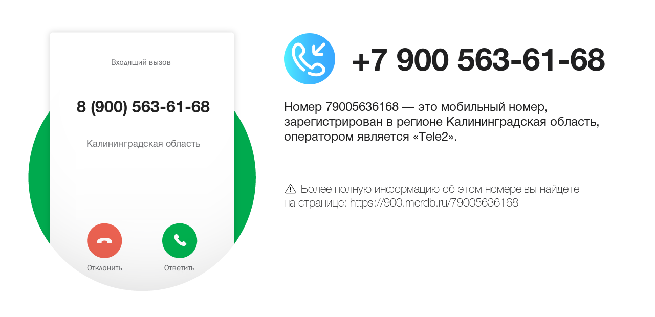 Номер телефона 8 (900) 563-61-68