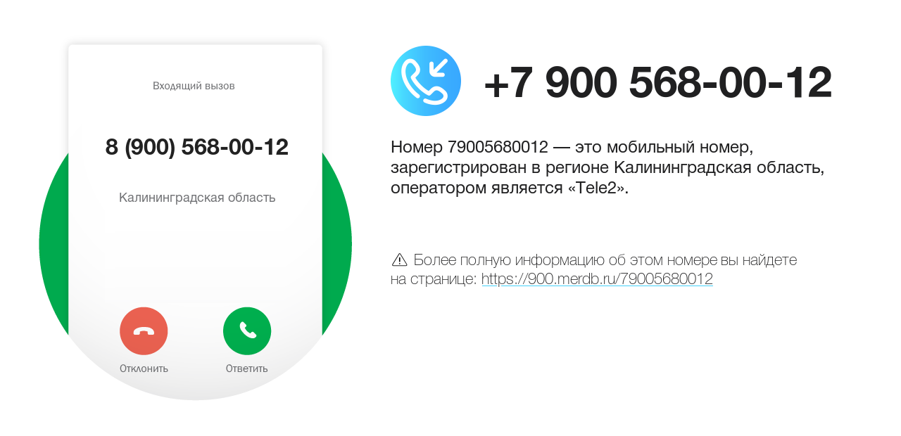 Номер телефона 8 (900) 568-00-12