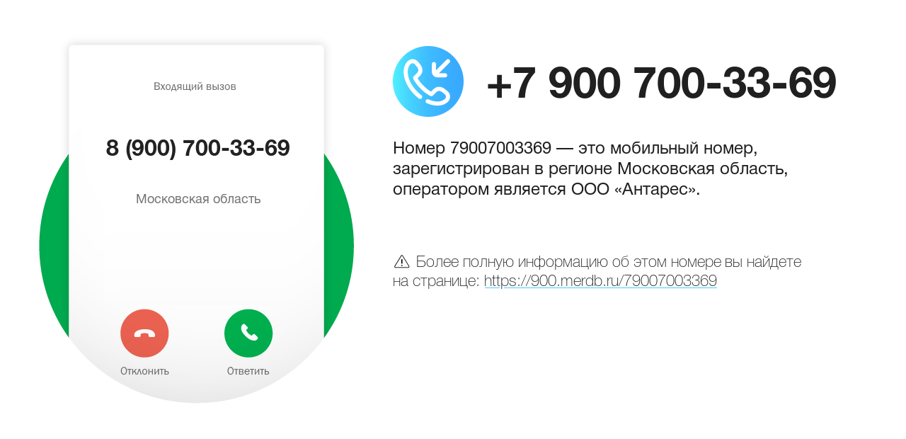 Номер телефона 8 (900) 700-33-69