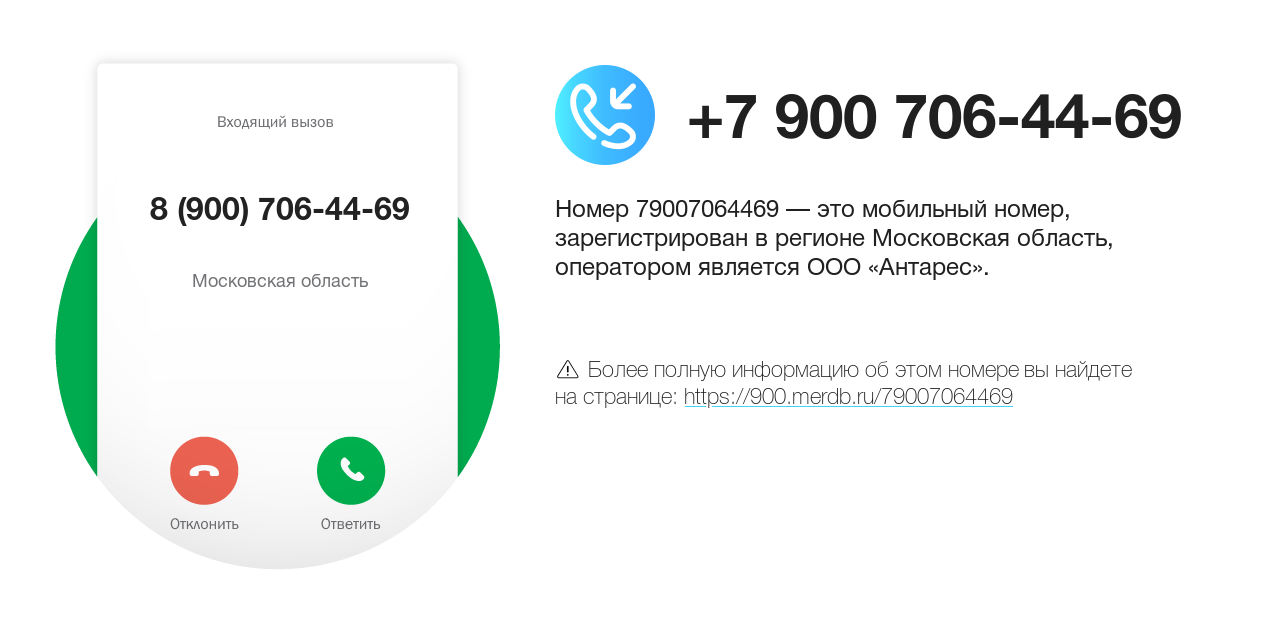 Номер телефона 8 (900) 706-44-69