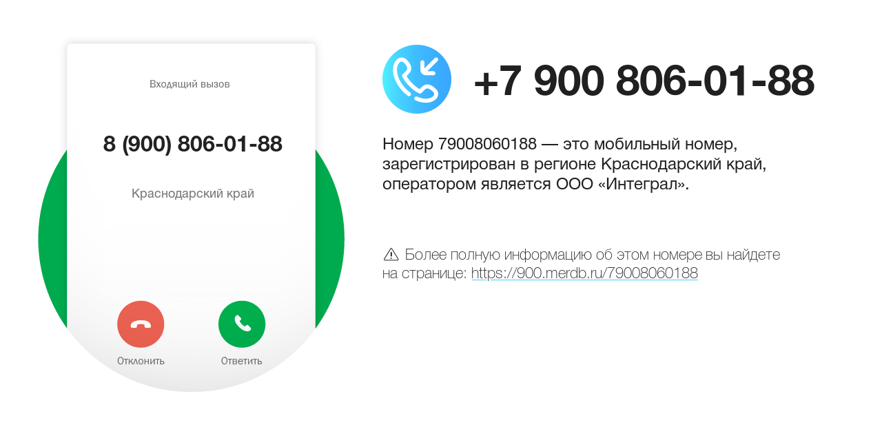 Номер телефона 8 (900) 806-01-88