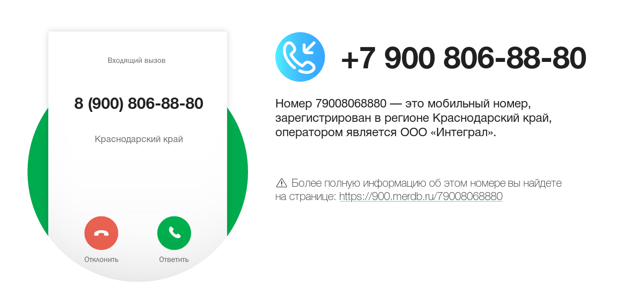 Номер телефона 8 (900) 806-88-80