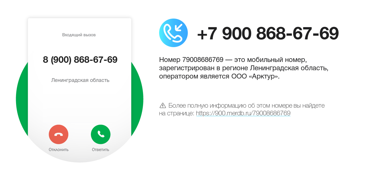 Номер телефона 8 (900) 868-67-69