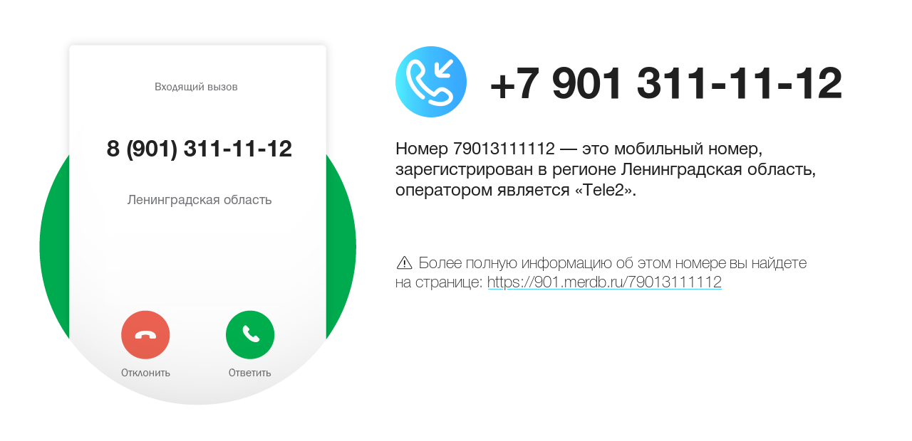 Номер телефона 8 (901) 311-11-12