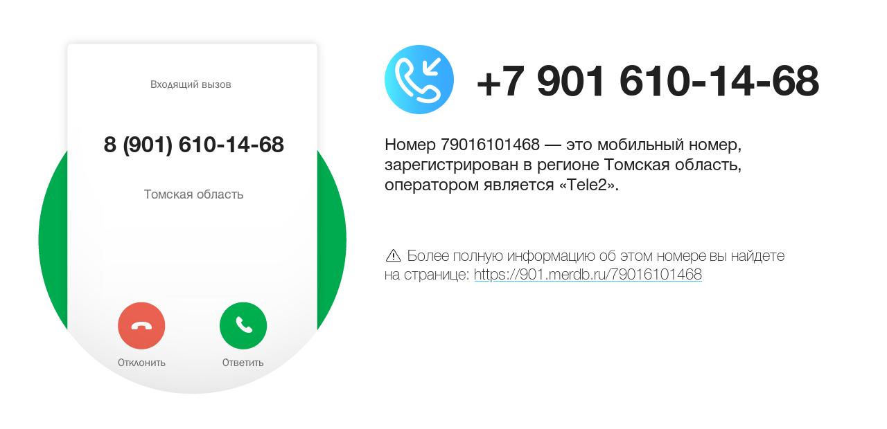 Номер телефона 8 (901) 610-14-68