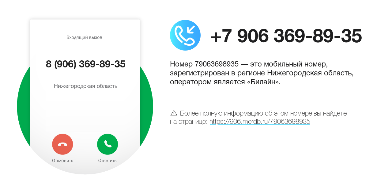 Номер телефона 8 (906) 369-89-35
