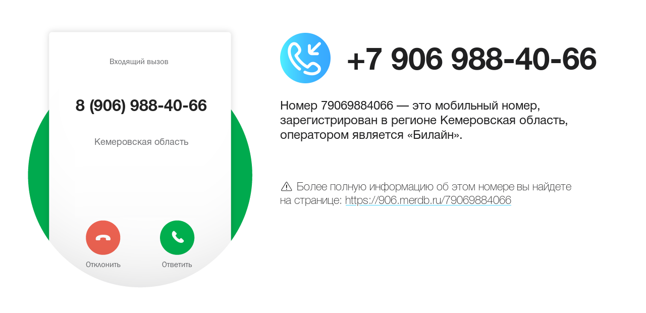 Номер телефона 8 (906) 988-40-66