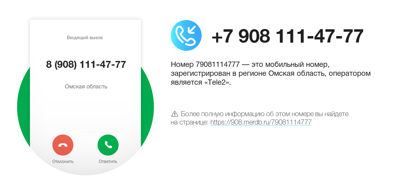 Номер телефона 8 (908) 111-47-77