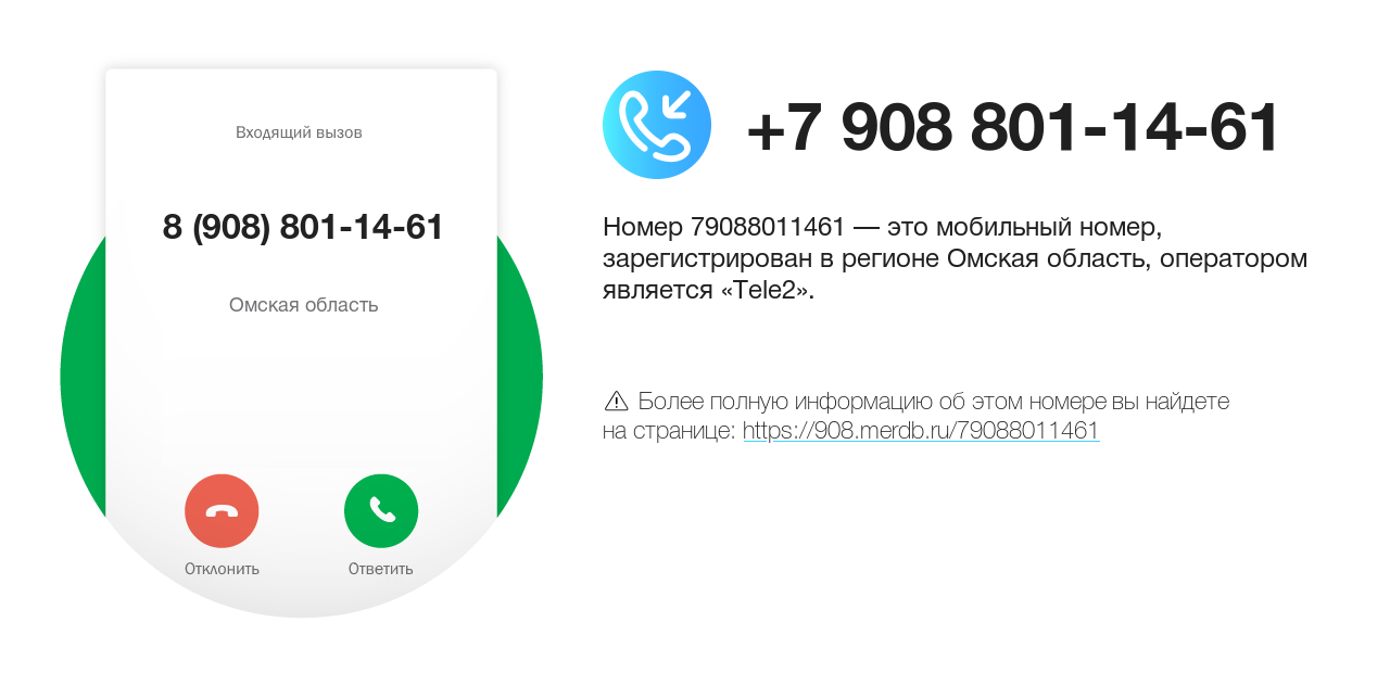 Номер телефона 8 (908) 801-14-61