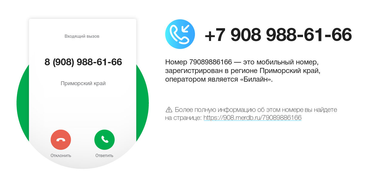 Номер телефона 8 (908) 988-61-66