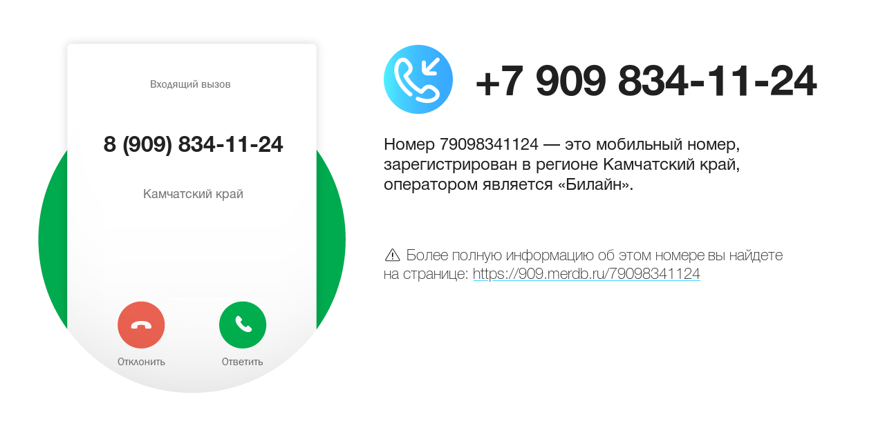 Номер телефона 8 (909) 834-11-24