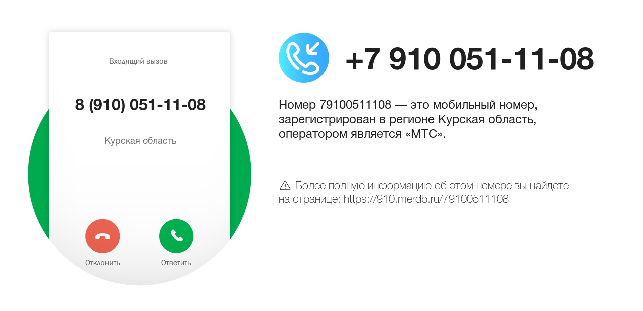 Номер телефона 8 (910) 051-11-08