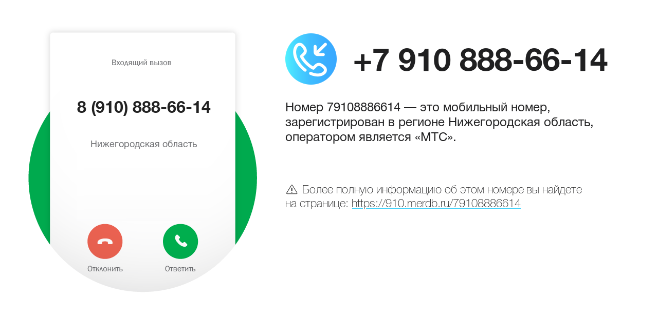 Номер телефона 8 (910) 888-66-14