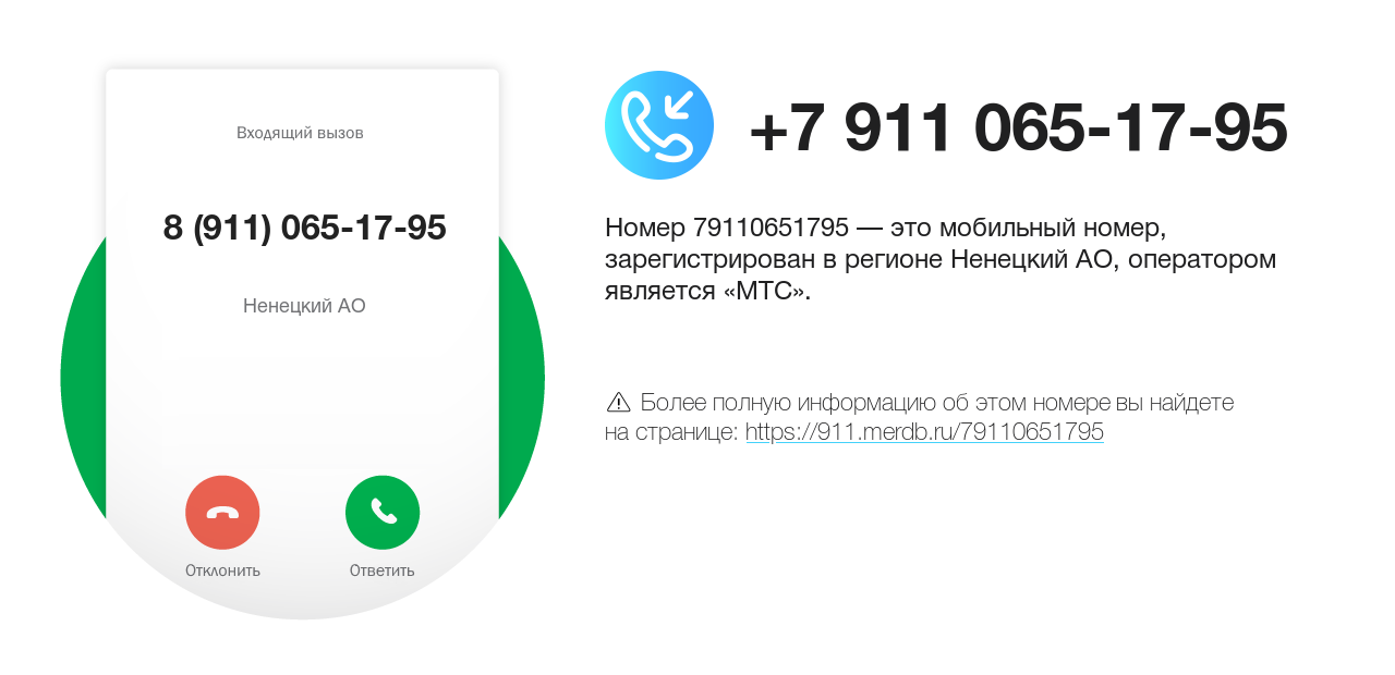 Номер телефона 8 (911) 065-17-95