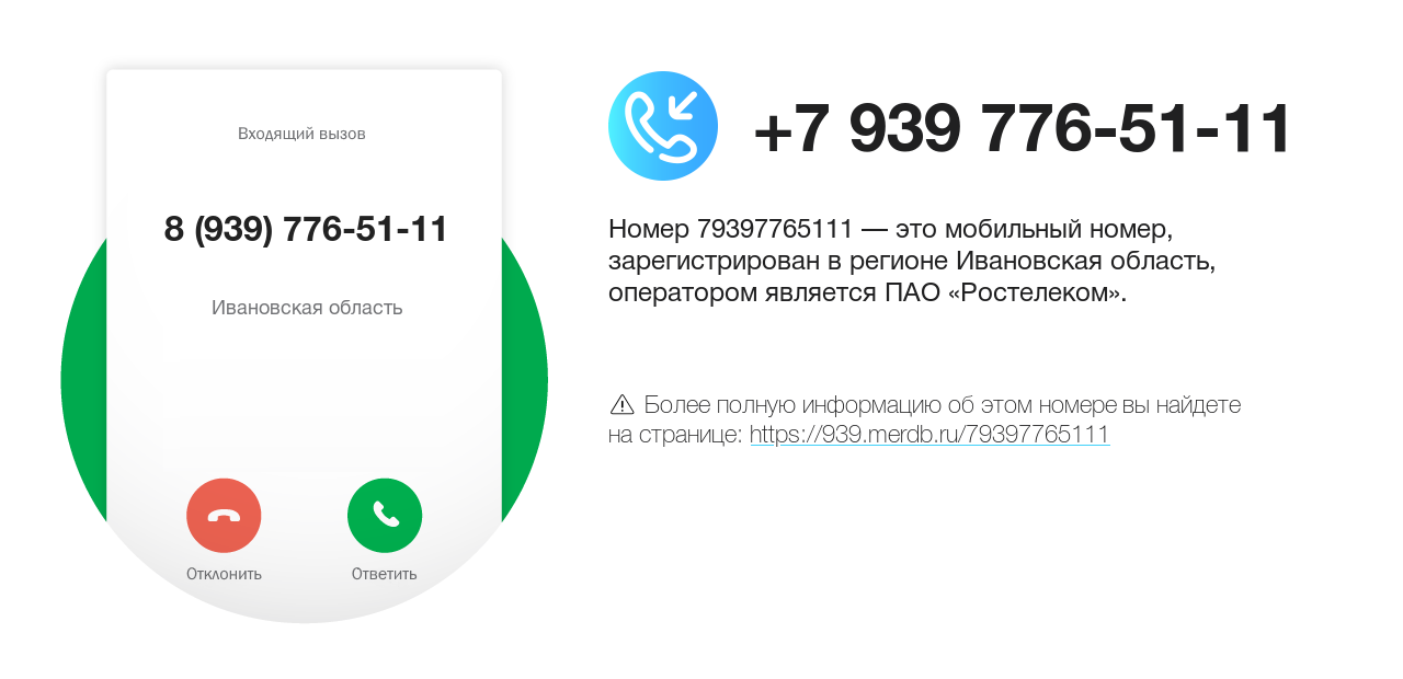 Номер телефона 8 (939) 776-51-11