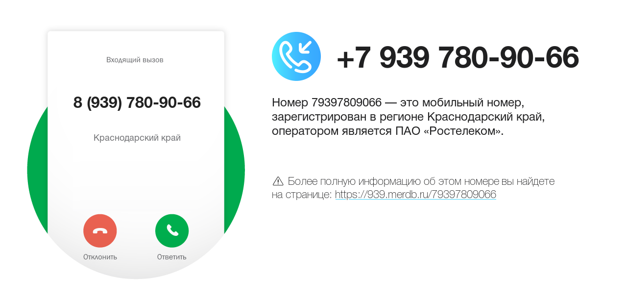 Номер телефона 8 (939) 780-90-66