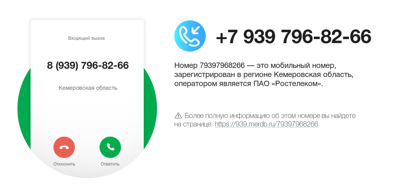 Номер телефона 8 (939) 796-82-66