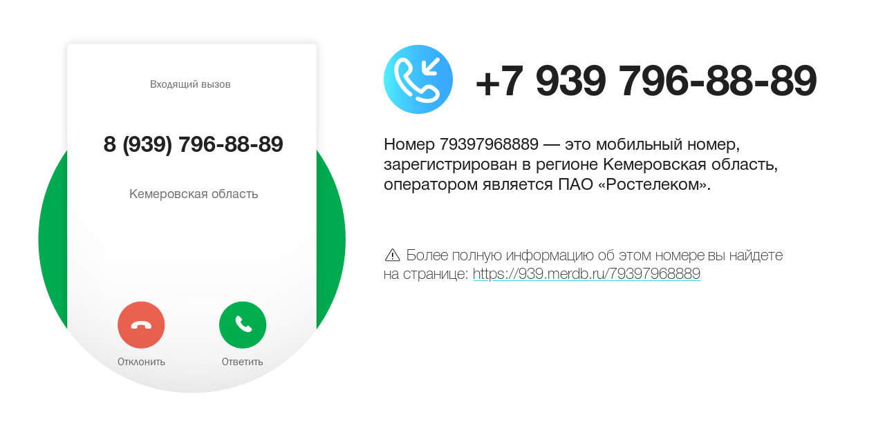Номер телефона 8 (939) 796-88-89