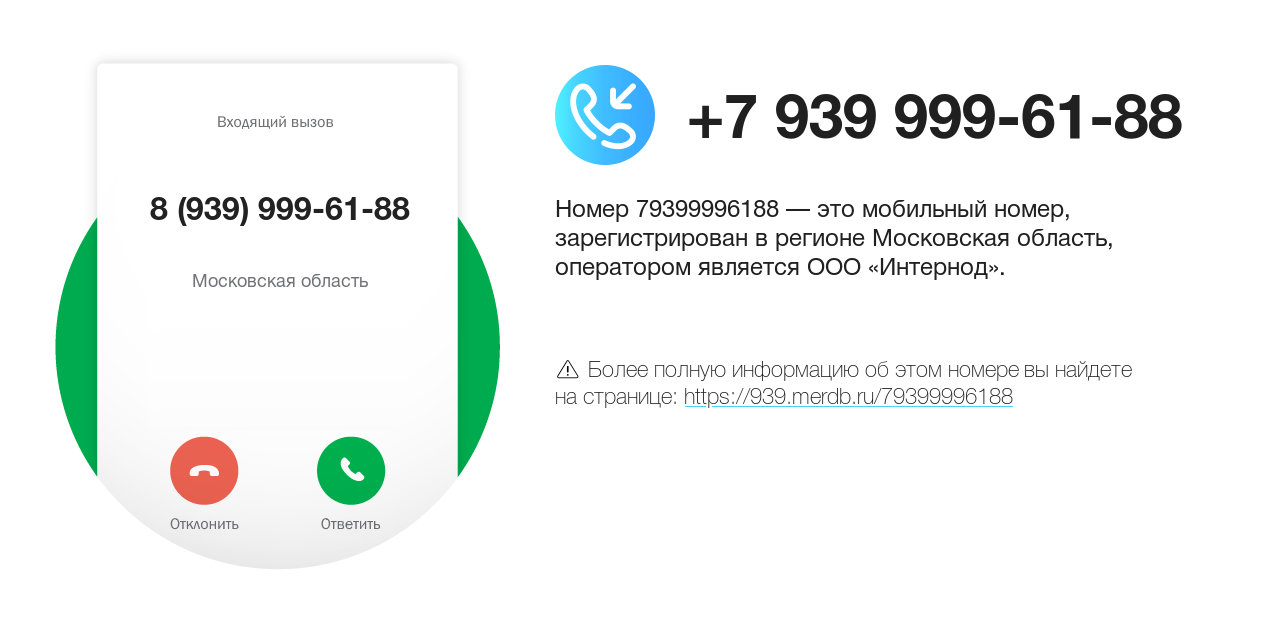 Номер телефона 8 (939) 999-61-88