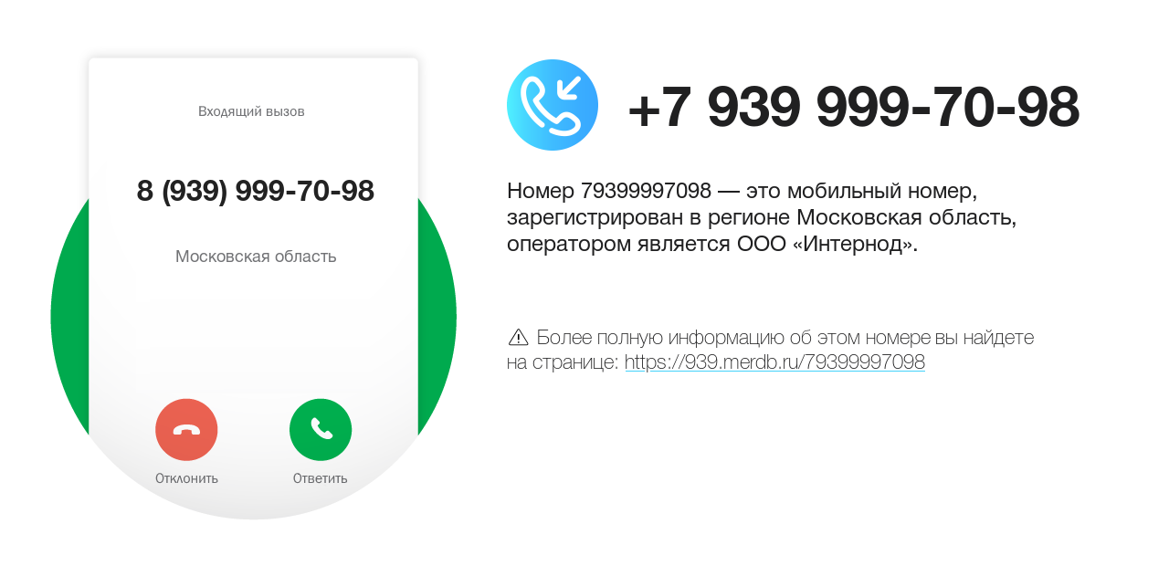 Номер телефона 8 (939) 999-70-98