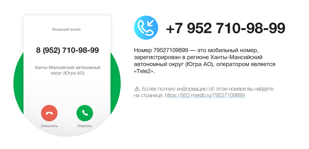 Номер телефона 8 (952) 710-98-99