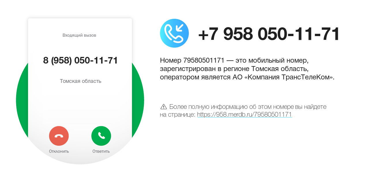 Номер телефона 8 (958) 050-11-71