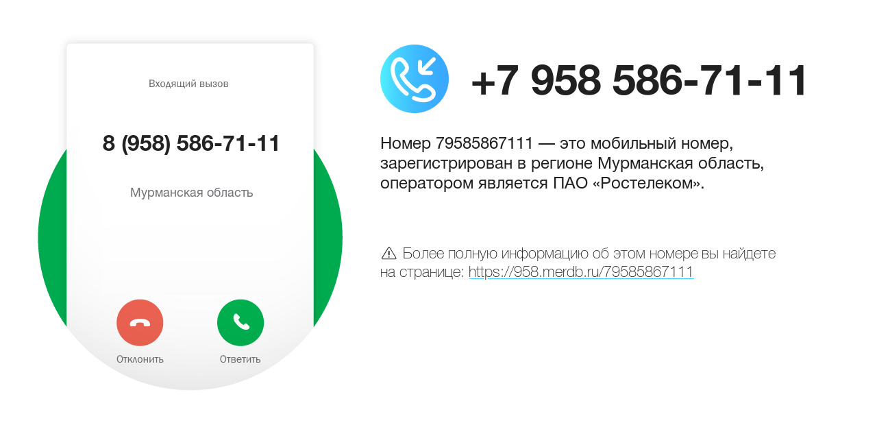 Номер телефона 8 (958) 586-71-11