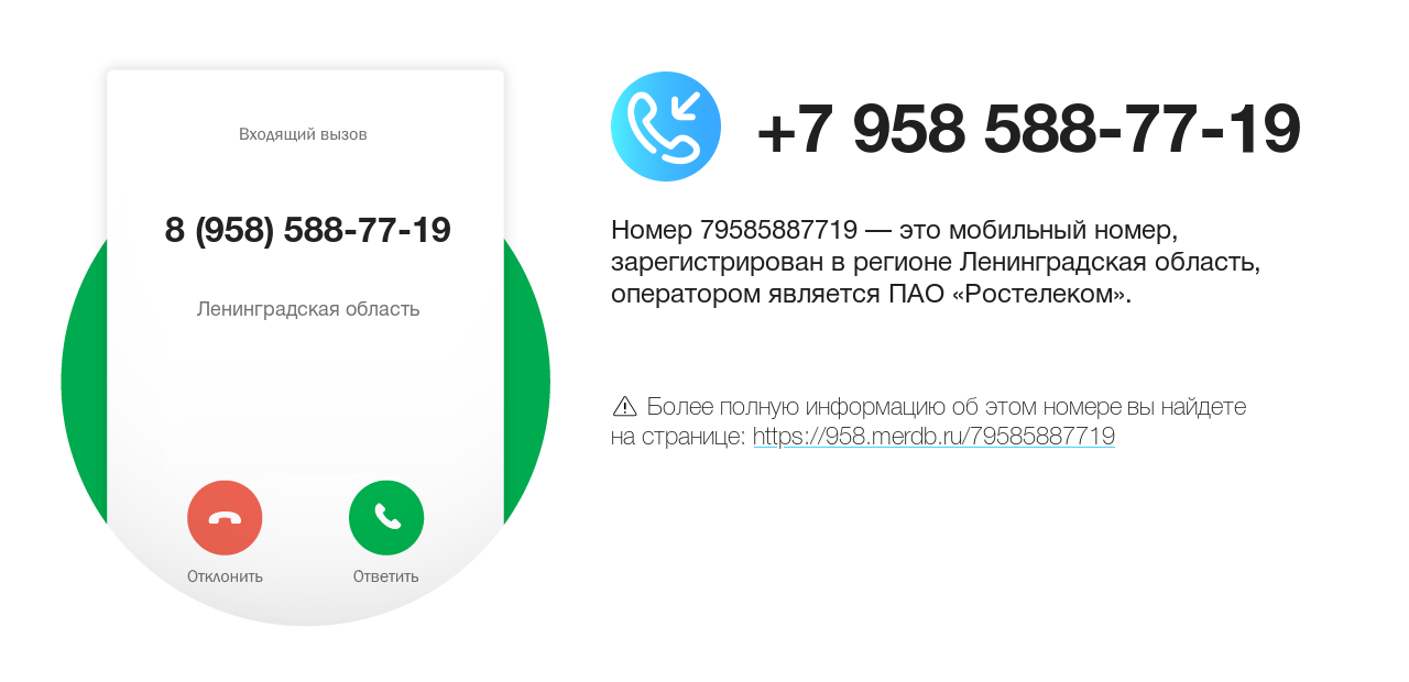 Номер телефона 8 (958) 588-77-19